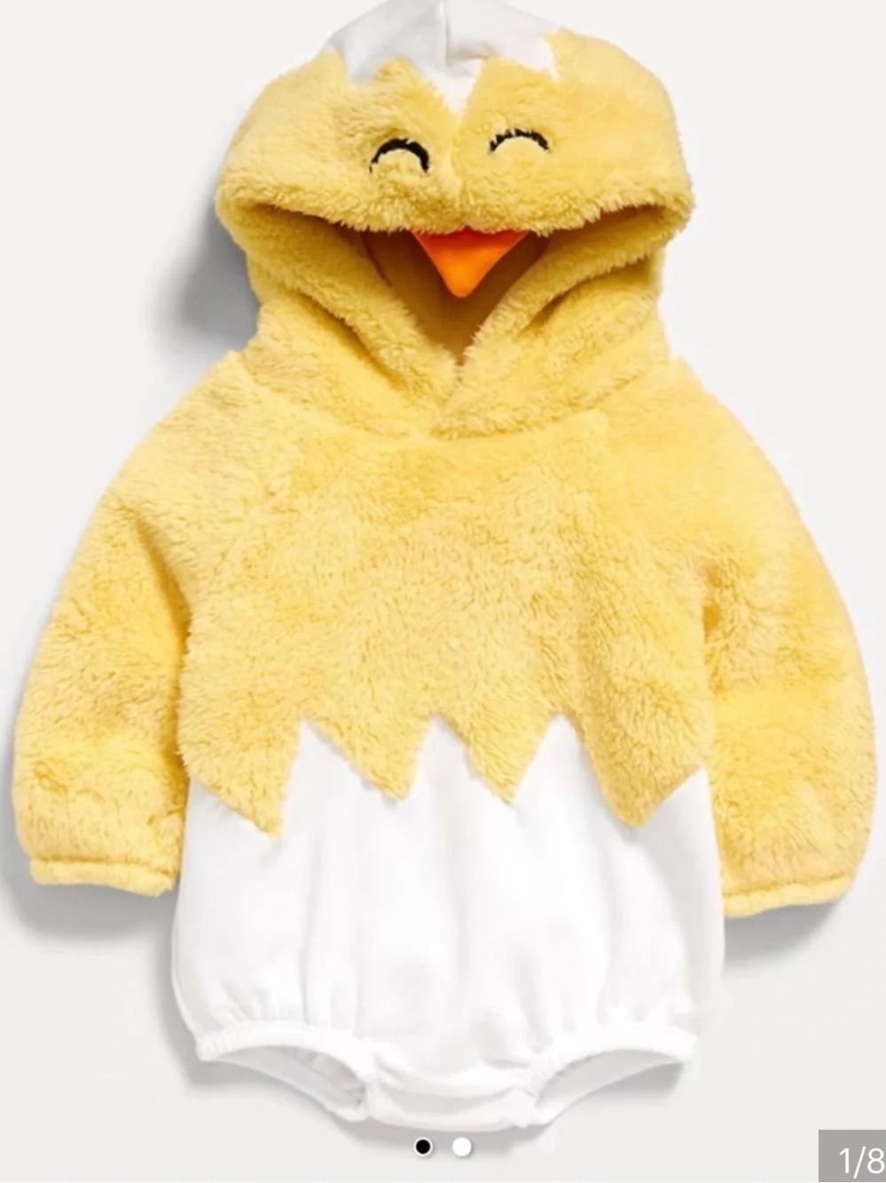 NWOT Old Navy Baby Chicken Halloween Costume Yellow Chick Hooded Fuzzy Romper